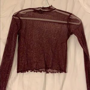 Forever 21 Sparkly mesh burgundy top